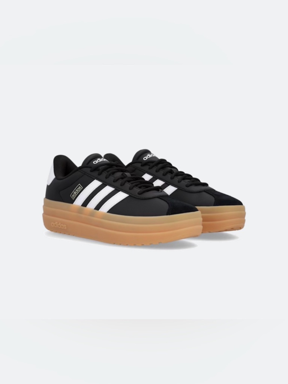 Adidas Women’s Size 7.5 VL Court Bold Black Platform Sneakers with Gum Sole
